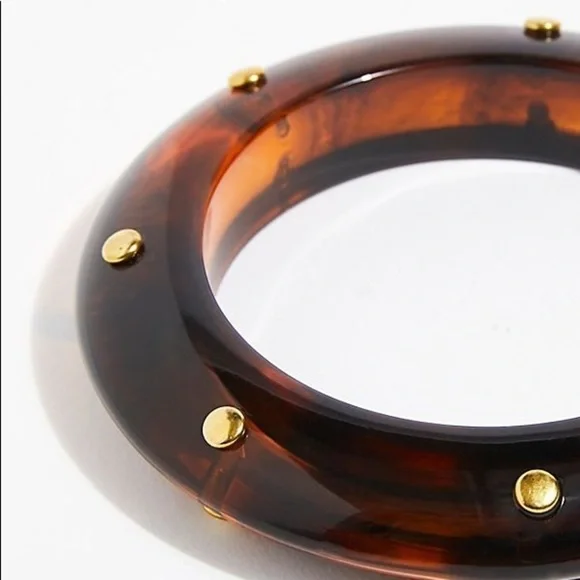 Irregular// Free People Resin Gold Stud Bangle Bracelet - Picture 5 of 8